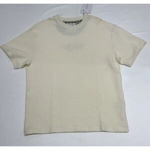 Denim & Flower Shirt Mens Small Cream NWT Relaxed Fit Textured